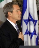 George Bush II embracing Israeli flag