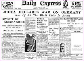 Judea declares war on Germany, Daily Express March 24, 1933