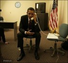 obama with upside-down telephone